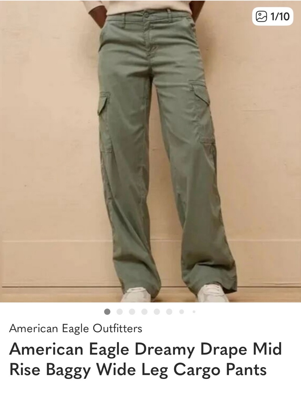 American Eagle Outfitters Olive Green Wide Leg Cargo Pants
